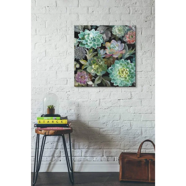 Epic Graffiti Floral Succulents V2 Crop by Danhui Nai, Giclee Canvas Wall Art - 26x22 x 26x22