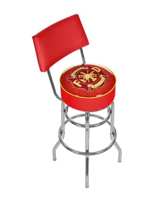 Trademark Fire Fighter Padded Bar Stool with Back
