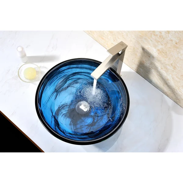 Anzzi LS-AZ048 Soave Series Deco-Glass Vessel Sink in Sapphire Wisp