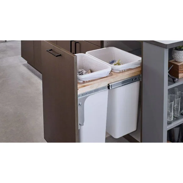 Rev-A-Shelf Double 35 Quart Top Mount Waste Container White 4WCTM-24DM2