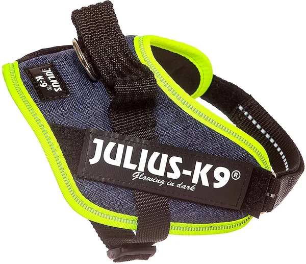 Julius-K9 - 16IDC-FARNE-MM, IDC Powerharness, Dog Harness, Size: Mini-Mini, Jeans with Neon Edge