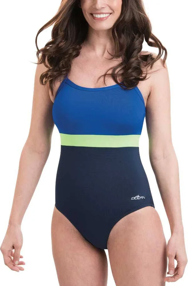 Dolfin Women's Aquashape X-Back One Piece Navy - Blue, Lime 18