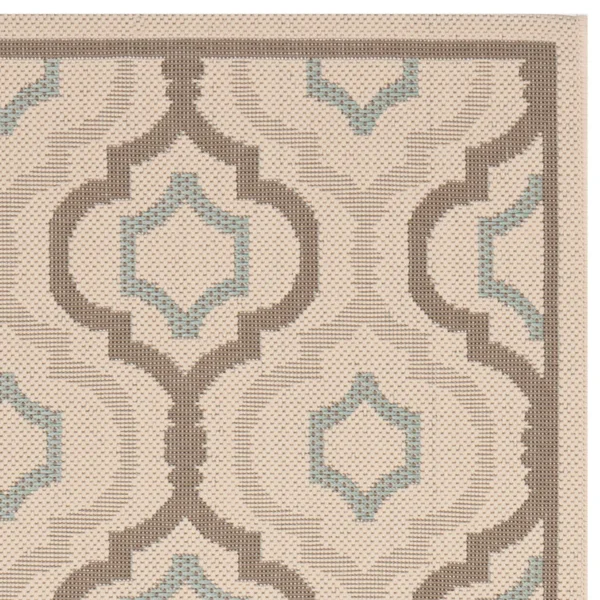 Safavieh Indoor/ Outdoor Courtyard Beige/ Dark Beige Rug (9& x 12&)