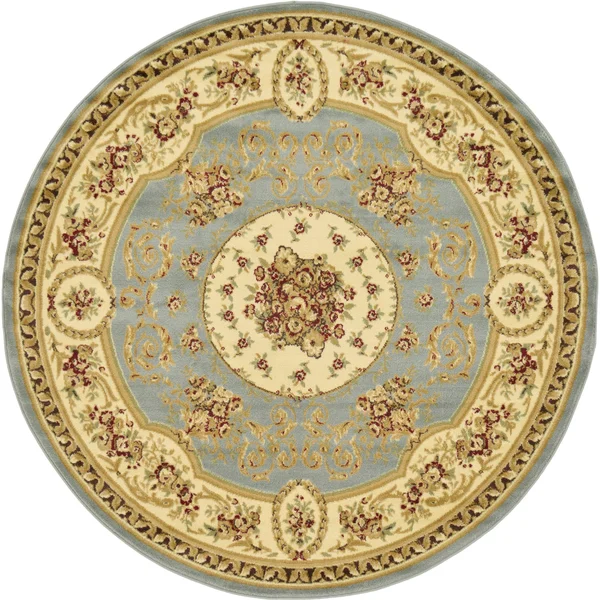Unique Loom Phillipe Versailles Area Rug - 6& x 6& Round - Light Blue
