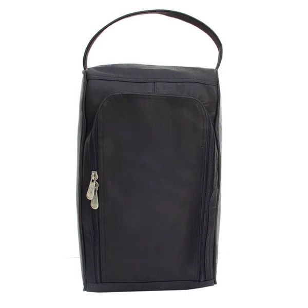 Piel Leather U-Zip Shoe Bag - Black