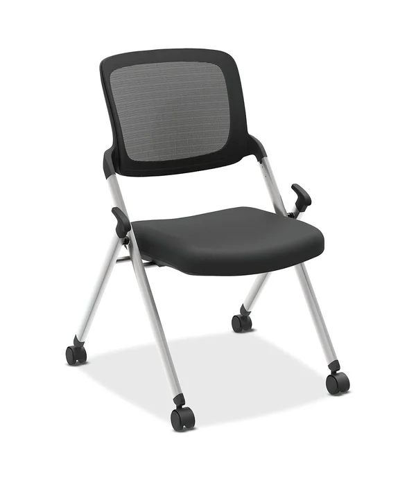 HON VL304 Armless Mesh Back Nesting Chair, Black-Silver