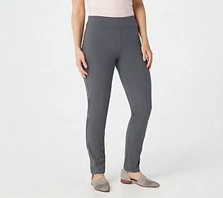 Susan Graver Regular Premium Stretch Slim Leg Pull-On Pants, Size X-Large, Dark Pewter