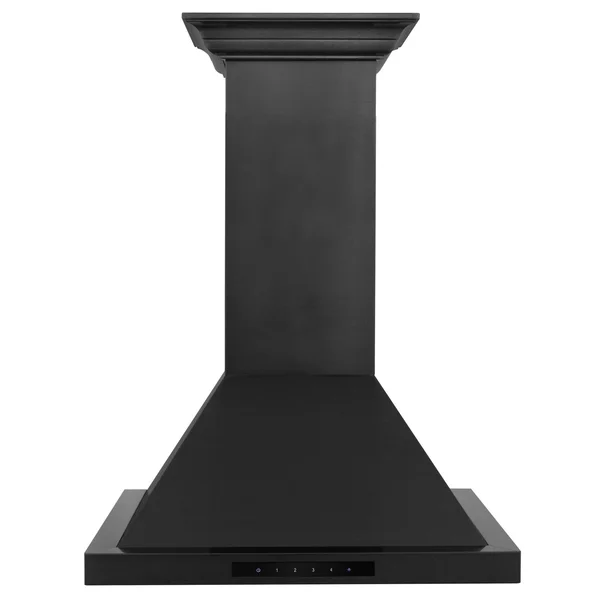 ZLINE Convertible Vent Wall Mount Range Hood in Black Stainless Steel with Crown Molding (BSKBNCRN) 30 inch