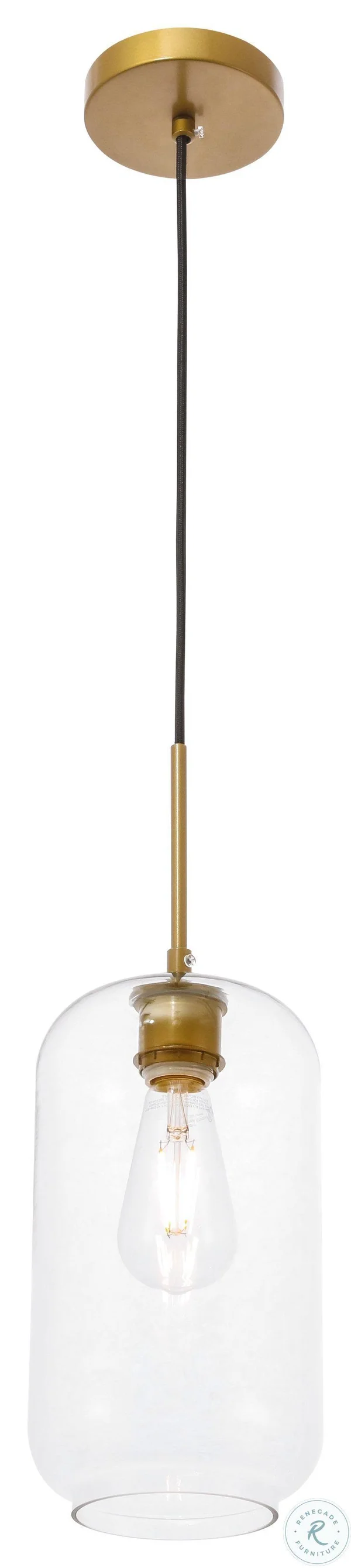 Elegant LD2276BR Collier 1 Light Brass and Clear Glass Pendant