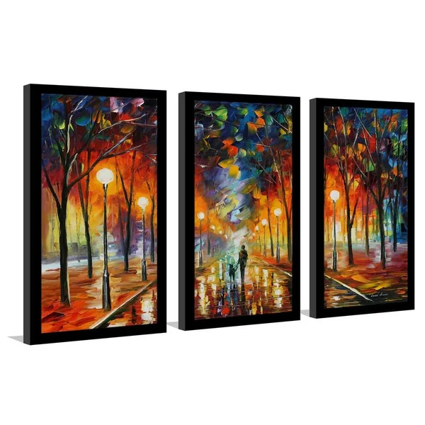 Friendship by Leonid Afremov 3 Piece Framed Painting Print Set Picture Perfect International Size: 25.5x22 H x 40.5x22 W x 1x22