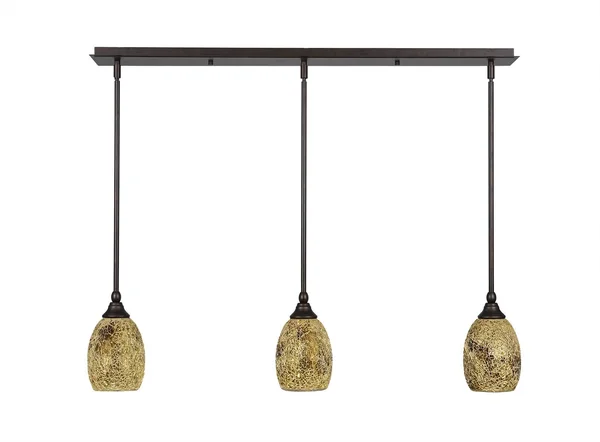Toltec Lighting 36-BRZ-4175 3 Light Mini Pendant in Bronze with 5.5 inch Gold Fusion Glass Shade