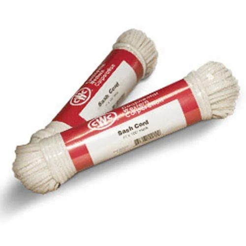 Cwc Glazed Sash Cord - Size #6 - 3/16' x 100 ft., White (Pack of 12 Hanks)
