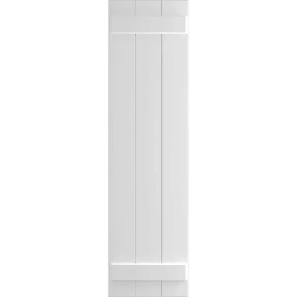 Ekena Millwork CWB15X055WHC 15x22W x 55x22H Exterior Four Board (2 Batten) Composite Board-n-Batten Shutters (Per Pair), White