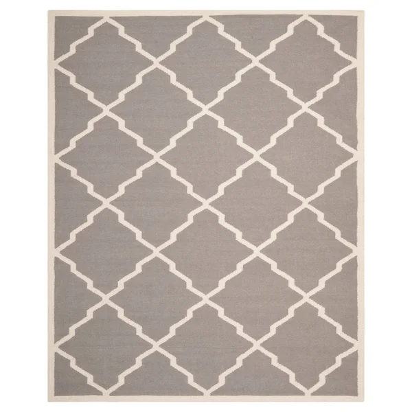 Safavieh 9& x 12& Dhurries DHU567A Grey - Ivory Rug