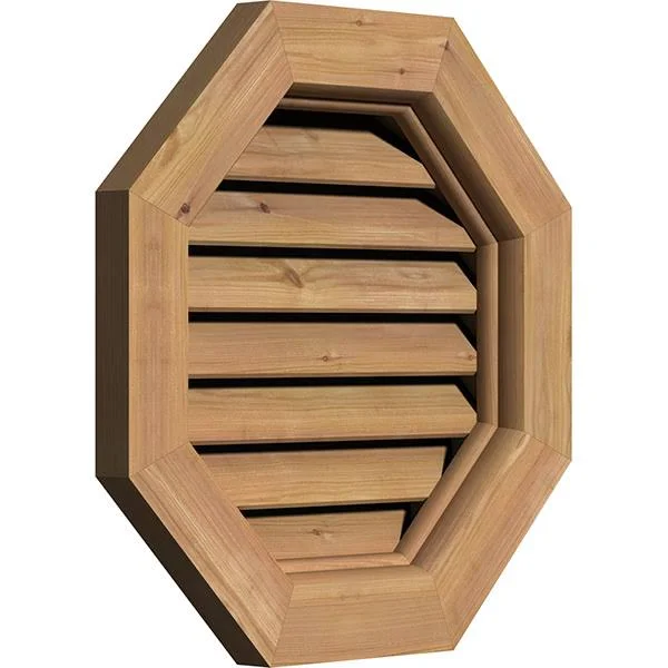Ekena Millwork 32-in W x 32-in H Octagonal Gable Vent (37-in W x 37-in H Frame Size): Unfinished, Functional, Smooth Western Red