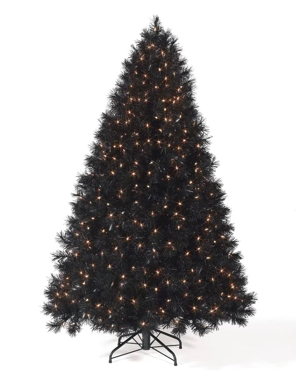9& Prelit Classy Black Artificial Christmas Tree - Clear Lights