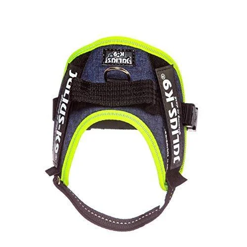 Julius-K9 - 16IDC-FARNE-MM, IDC Powerharness, Dog Harness, Size: Mini-Mini, Jeans with Neon Edge