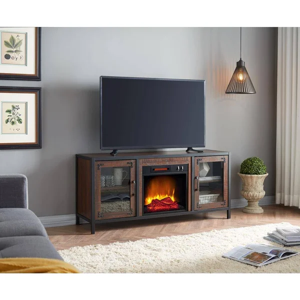 HearthPro 54 inch Media Electric Fireplace with Full Metal Frame Sp6556-of - Brown
