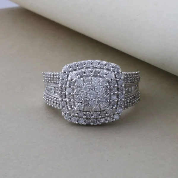 De Couer 10k Gold 1ct TDW Diamond Cocktail Cluster Ring (White Gold - Size-Size: 9), Women's