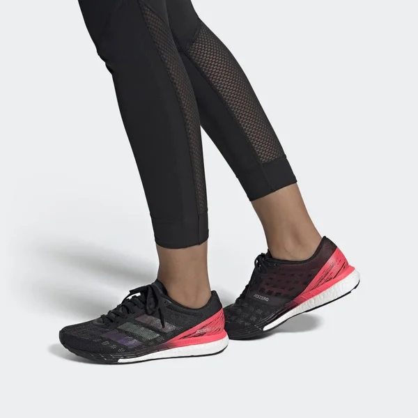 Adidas Adizero Boston 9 Shoes - Women's - Core Black - Signal Pink - 6