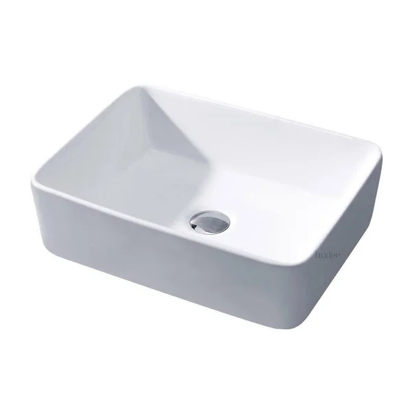 Luxier Rectangular Bathroom Ceramic Vessel Sink Art Basin in White