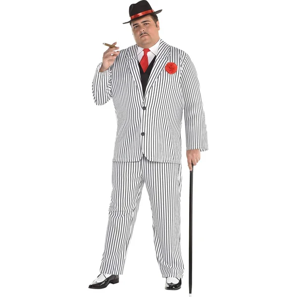 Amscan Big Gangster Adult Men's Costume - Plus Size - White