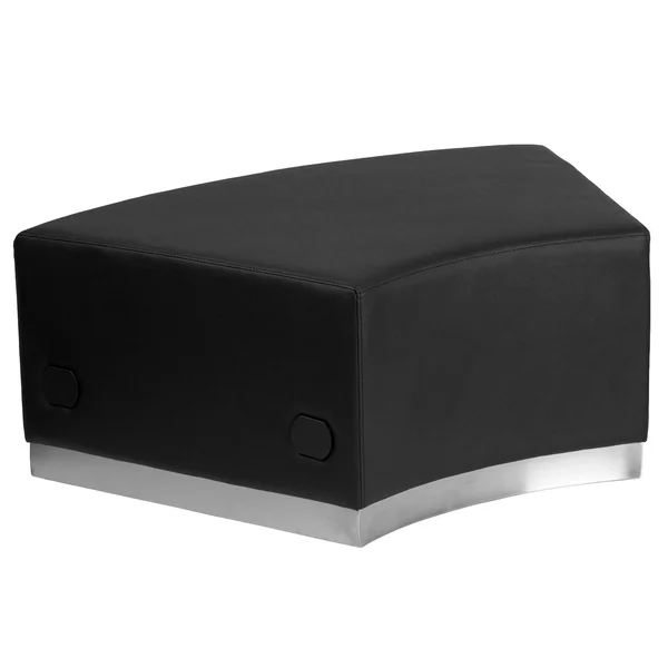 Flash Furniture Hercules Alon Series Black Leather Backless Convex Chair with Brushed Stainless Steel Base
