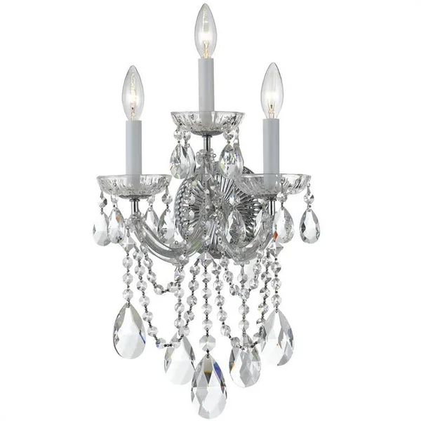 Crystorama 4423-CH-CL-SAQ Maria Theresa 3 Light Spectra Crystal Chrome Sconce