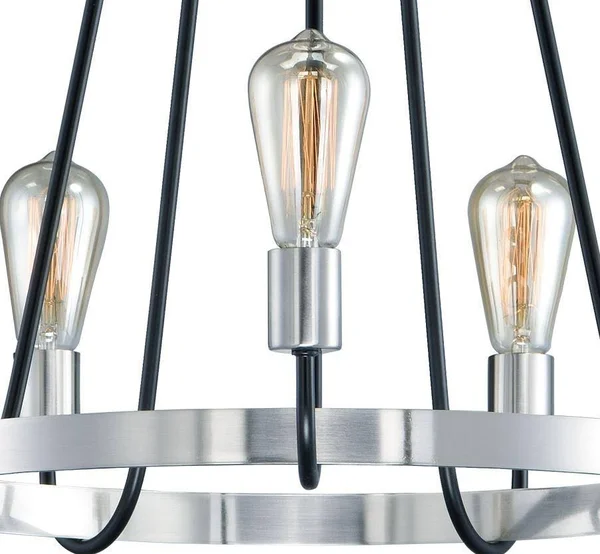 Maxim Lighting 11735BKSN Haven 5 Light Chandelier - Black, Satin Nickel