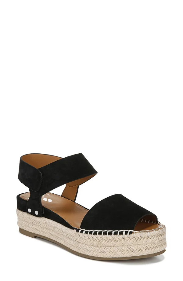 Sarto by Franco Sarto Oak Suede Espadrille Sandals - Womens, 6M, Black