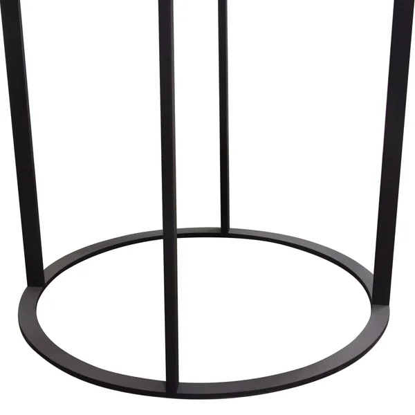 Diamond Sofa Surface Round End Table w/ Engineered Marble Top & Black Powder Coated Metal Base