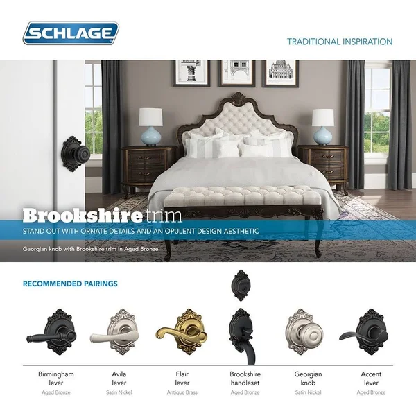 Schlage F59acc716brkrh RH Accent Lever Brookshire Rose Interior