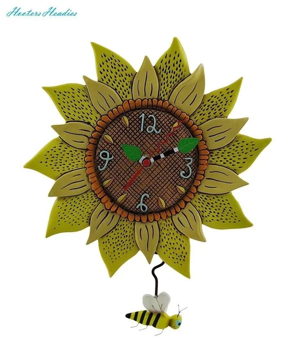 Allen Designs Bee Sunny Sunflower Wall Clock with Bee Pendulum