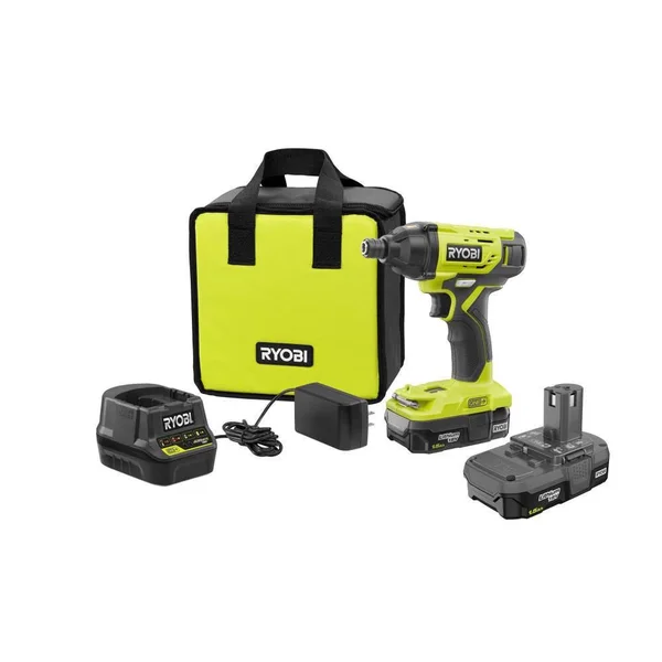 Ryobi P235AK 18-Volt One+ Lithium-Ion Cordless 1/4 in. Impact Driver Kit with (2) 1.5 Ah Batteries - Charger, and Bag