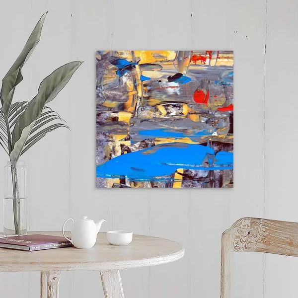 Blue and Yellow Abstract - Large Solid-Faced Canvas Wall Art Print, Great Big Canvas
