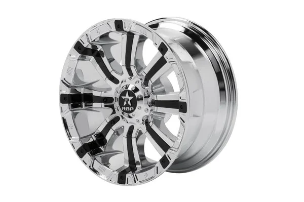 RBP 94R 20x10 6x135/139.7 BP, 4.5 BS, -25mm Offset 87mm CB Chrome w/Black Inserts Wheel