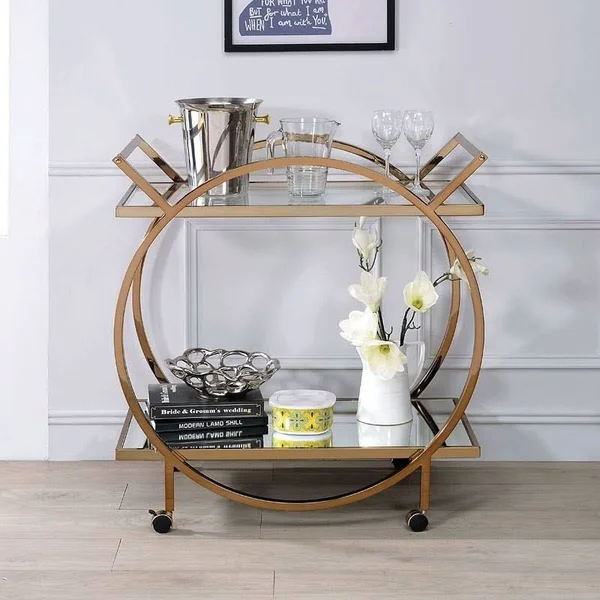 Acme Traverse Serving Cart - Champagne & Mirrored