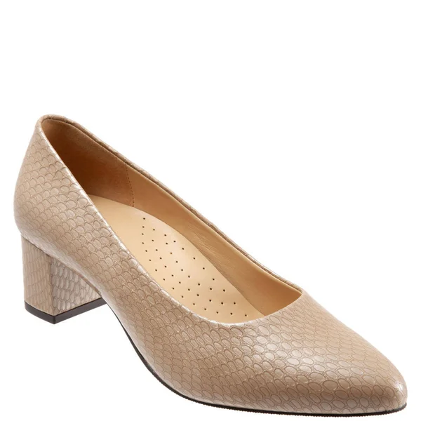 Trotters Women's Kari Pump - Size: 7, Taupe Snake Leather