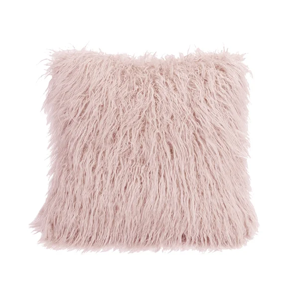HiEnd Accents Mongolian Fur Pillow, Blush, 18" x 18"