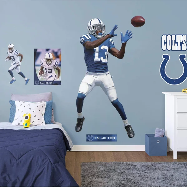 T.Y. Hilton for Indianapolis Colts - Officially Licensed NFL Removable Wall Decal Giant Athlete + 2 Wall Decals (25x22W x 51x22H
