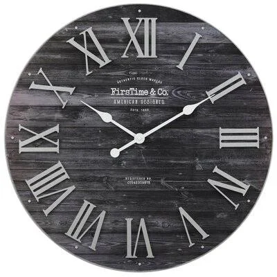 Oversized Engstrom Shiplap 27&& Wall Clock Gracie Oaks Finish: Black