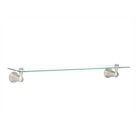 Banbury 5-4/25 in. L x 3 in. H x 22-3/4 in. W Wall-Mount Clear Glass Shelf in Brushed Nickel, Size: 03 in