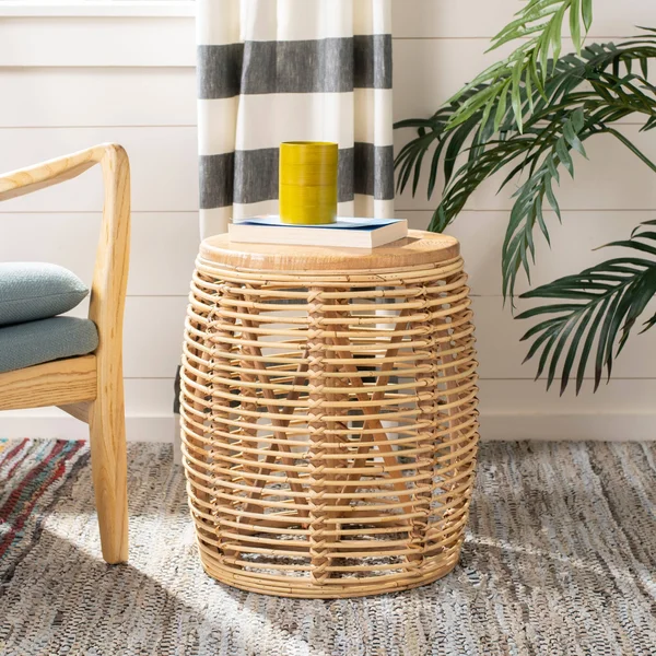 Safavieh Maui Natural Rattan Drum Stool Table