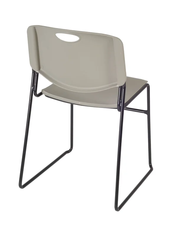 Cain 42x22 Square Breakroom Table- Beige & 4 Zeng Stack Chairs- Grey