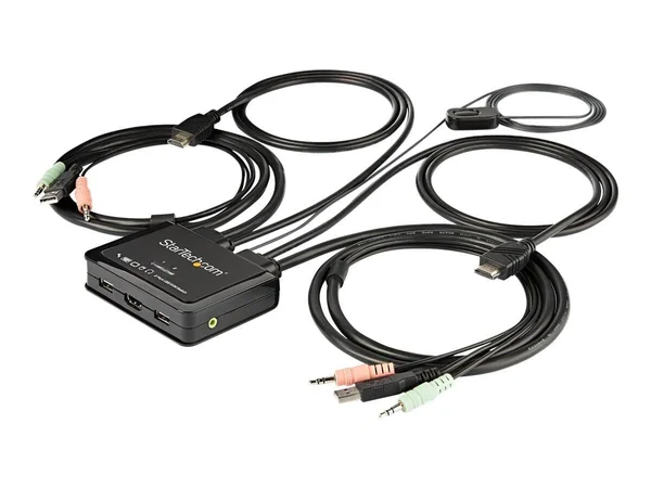 StarTech.com HDMI 4K 60Hz Compact UHD HDMI USB with 4ft Cables & Audio Bus Powered & Remote Switching KVM Switch - 2 KVM