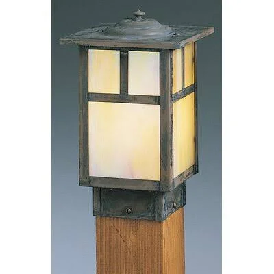 Mulhall Outdoor 1-Light Lantern 10x22 Fence Post Cap Millwood Pines Size - Overlay: 8.5” H x 6x22 W, Empty, Color: Mission Brow