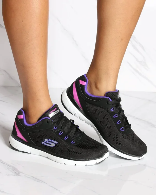 Skechers Women's Flex Appeal 3.0 Steady Sneaker - Black/Purple
