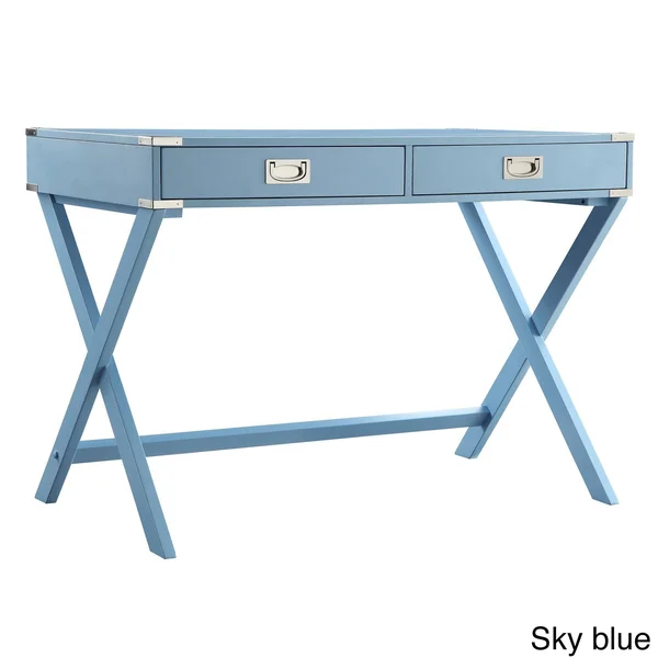 Chelsea Lane X-Base Campaign Desk, Multiple Colors, Blue