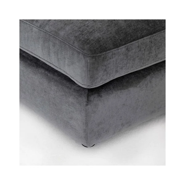 Four Hands Bloor Ottoman - Charcoal Worn Velvet