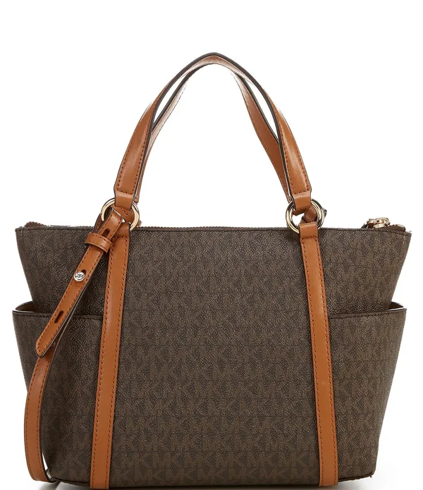 Michael Kors Signature Sullivan Small Top Zip Convertible Tote Bag - Brown/Acorn
